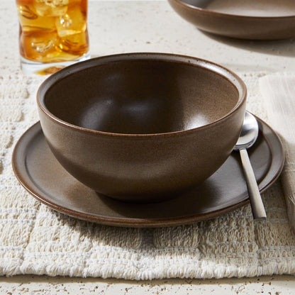 Better Homes and Gardens Banks Brown 12-Piece Stoneware Plates & Bowls Dinnerware Set
