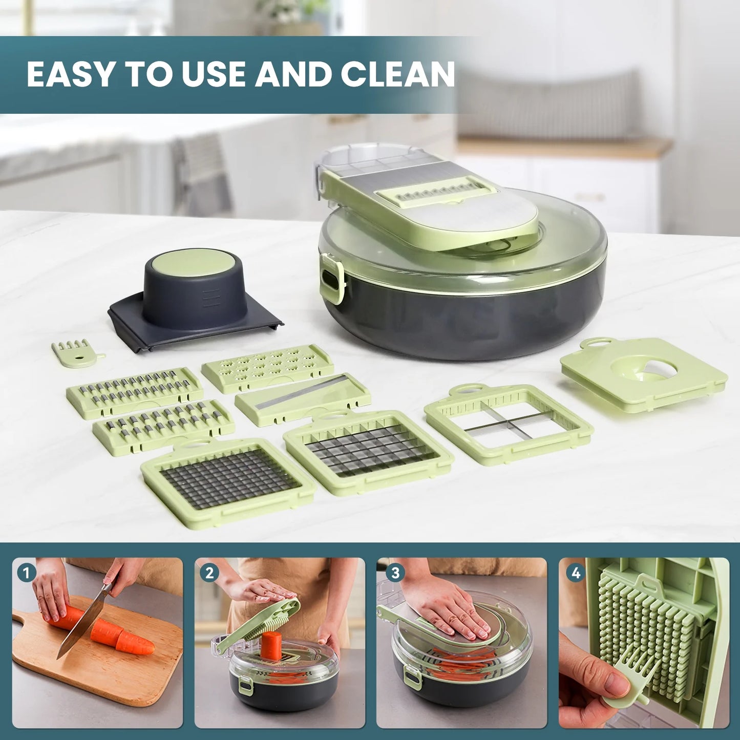 Vegetable Chopper,  Multifunctional 12-In-1 Veggie Chopper with 7 Blades, Onion Chopper Food Chopper Vegetable Slicer Cutter Dicer