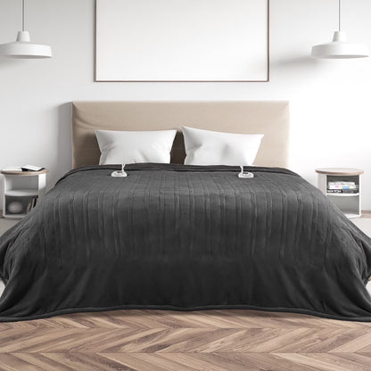 Heated Blanket Queen Size 84''X90'', Fast Heating with Dual Controllers Electric Blanket, 10 Heating Levels, 10H Timer, Preheat Function - Gray